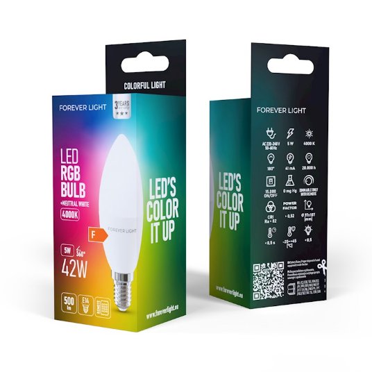Forever light LED sijalica RGB E14 C37 5W 500Lm