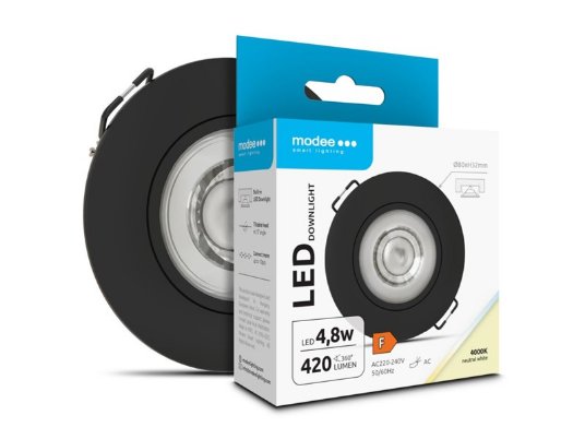 Modee LED downlight 4,8W 4000K 420 lumena crna okrugla