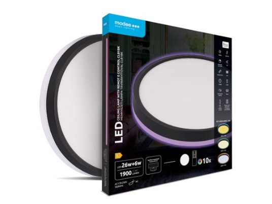 Modee LED plafonjera CLB1BK 26+6W 3CCT + RGB, daljinski (320mm, crna)