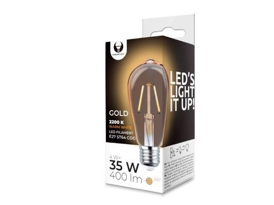 Forever LED filament sijalica, ST64, 4W, E27, 2200K, COG Gold