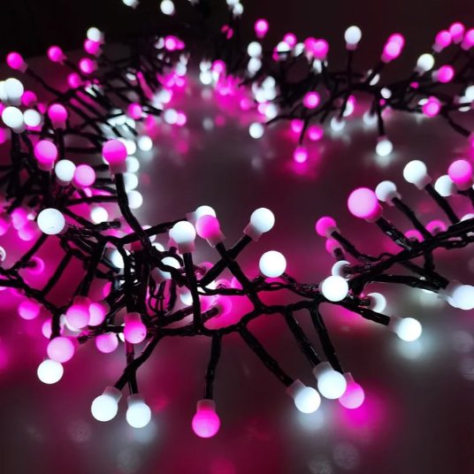 Modee 100 LED sijalica na kablu od 10 metara pink/bela